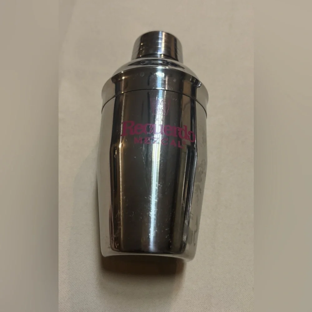 El Recuerdo Mezcal Metal Cocktail Shaker Stainless‎ Steel w/ Recipe 6” Tall